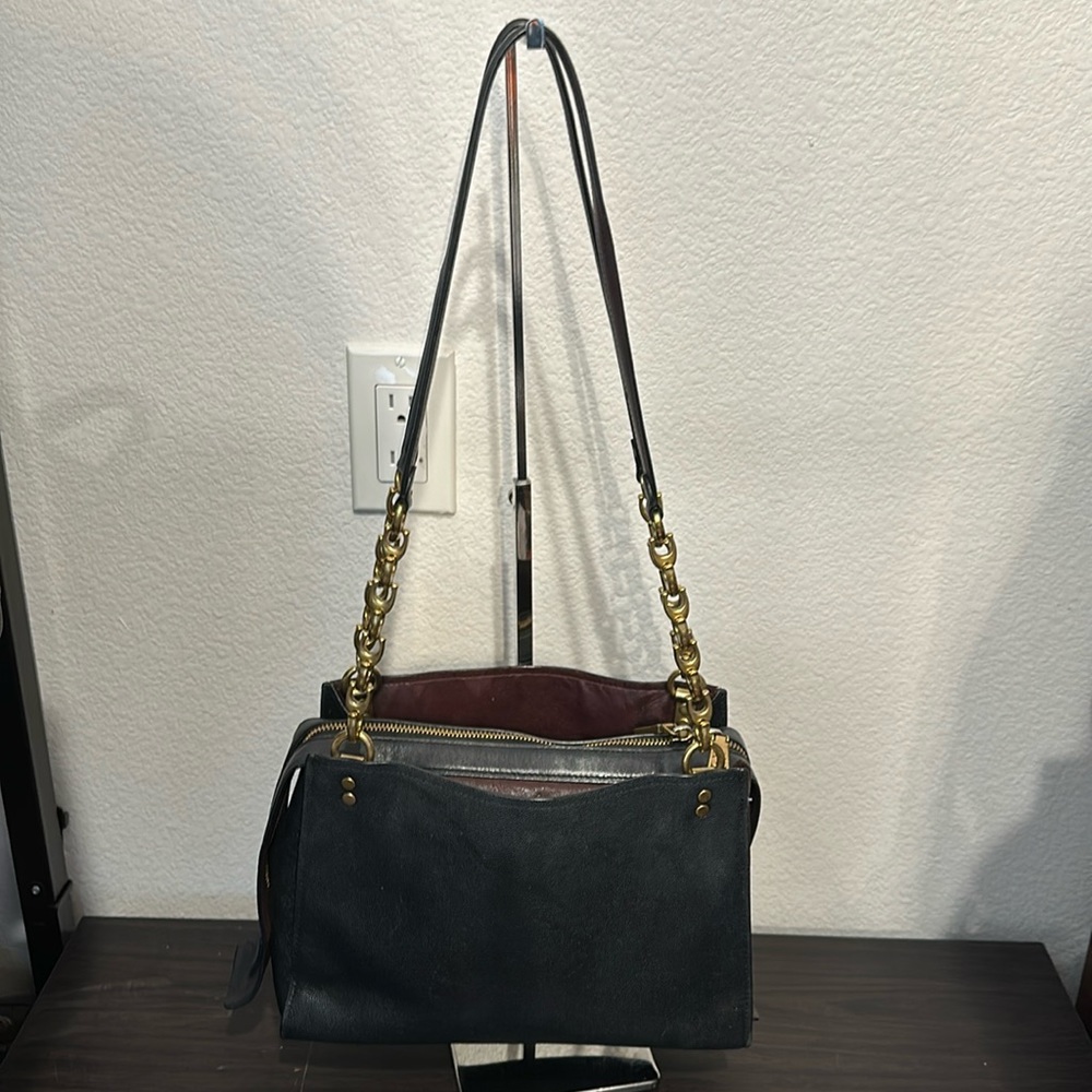 Coach Rogue Black Shoulder Bag with Gold Accents